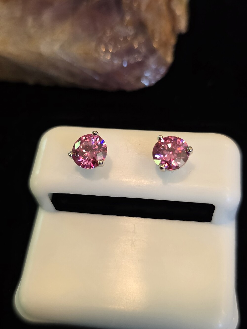 Jusnates 925 Sterling & Pink Moissanite 2.0 CTW Stud Earrings. MSRP $689